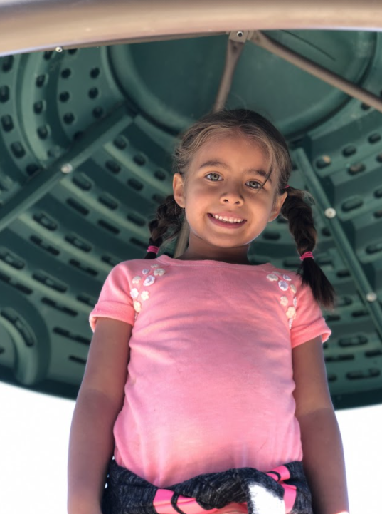 child on slide