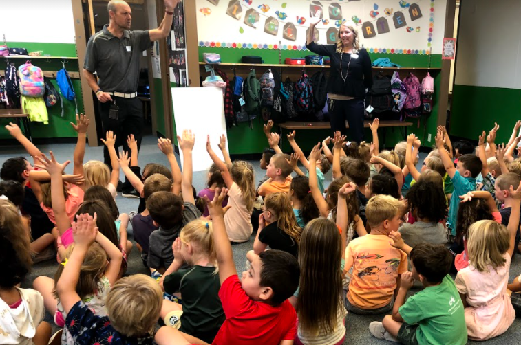 children raising hands